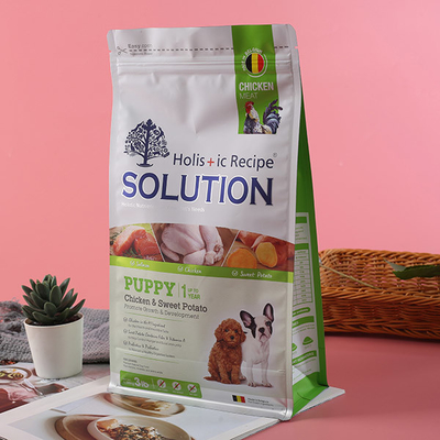 Große flache untere Taschen-recyclebare Plastikwiederverwertungsnahrung- für Haustierebeutel des Hundefutter-500g