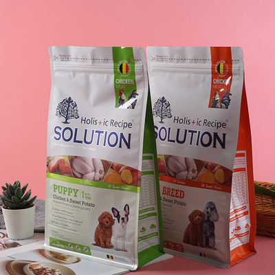 Große flache untere Taschen-recyclebare Plastikwiederverwertungsnahrung- für Haustierebeutel des Hundefutter-500g
