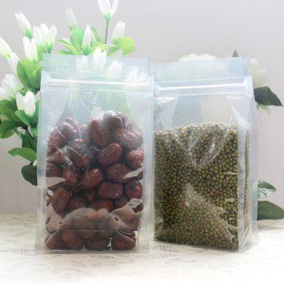 Transparente flache untere Tasche, die oben Seitendichtung 8 Eco-Nahrungsmittelgrad-Stand-Beutel verpackt